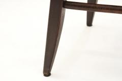 Mid Century Papercord and Dark Stained Wood Stool Europe ca 1960s - 3118284