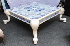 Mid Century Patchwork Blue Tiles Pattern Coffee Table - 1803154
