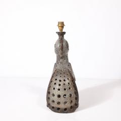 Mid Century Peacock Table Lamp in Ceramic with Textural Gradient Umber Glaze - 4376975