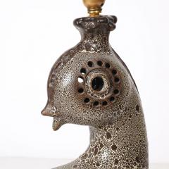 Mid Century Peacock Table Lamp in Ceramic with Textural Gradient Umber Glaze - 4376976