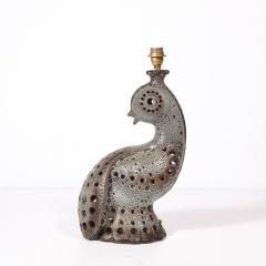Mid Century Peacock Table Lamp in Ceramic with Textural Gradient Umber Glaze - 4376979