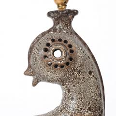 Mid Century Peacock Table Lamp in Ceramic with Textural Gradient Umber Glaze - 4376981