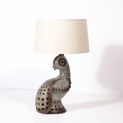 Mid Century Peacock Table Lamp in Ceramic with Textural Gradient Umber Glaze - 4376982