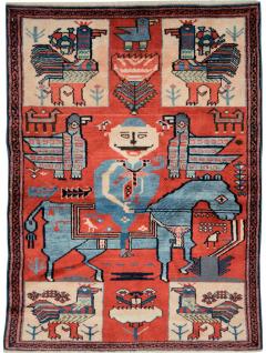 Mid Century Persian Pictorial Hamadan Rug - 1422593