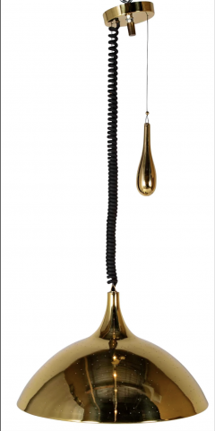 Mid Century Pierced Brass Pendant Light in the Style of Paavo Tynell - 4591143