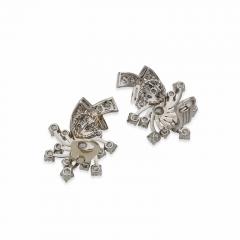 Mid Century Platinum and Diamond Clip Earrings - 3525880