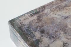 Mid Century Playing Cards Box in Patinated Silver Plated Brass and Velvet 1960s - 4582726