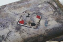 Mid Century Playing Cards Box in Patinated Silver Plated Brass and Velvet 1960s - 4582760