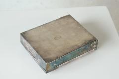 Mid Century Playing Cards Box in Patinated Silver Plated Brass and Velvet 1960s - 4582763