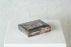 Mid Century Playing Cards Box in Patinated Silver Plated Brass and Velvet 1960s - 4582787