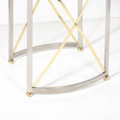 Mid Century Polished Brass Brushed Steel Side Table with Lattice Supports - 4465836