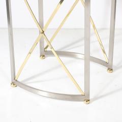 Mid Century Polished Brass Brushed Steel Side Table with Lattice Supports - 4465842