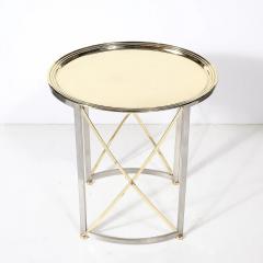 Mid Century Polished Brass Brushed Steel Side Table with Lattice Supports - 4465853