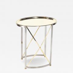 Mid Century Polished Brass Brushed Steel Side Table with Lattice Supports - 4465949
