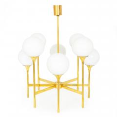 Mid Century Polished Brass Eight Light Chandelier by Gaetano Sciolari ca 1970s - 4501202