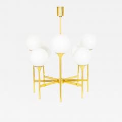 Mid Century Polished Brass Eight Light Chandelier by Gaetano Sciolari ca 1970s - 4504226