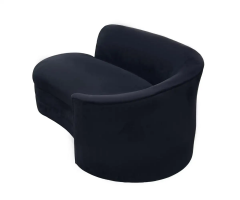 Mid Century Post Modern Curved Chaise Lounge or Loveseat in Black Velvet - 2592096