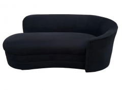 Mid Century Post Modern Curved Chaise Lounge or Loveseat in Black Velvet - 2592105