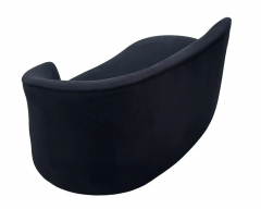 Mid Century Post Modern Curved Chaise Lounge or Loveseat in Black Velvet - 2592116