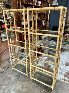 Mid Century Rattan Shelving Units Italy 1970 Set of two - 3894576