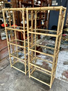 Mid Century Rattan Shelving Units Italy 1970 Set of two - 3894578