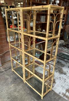 Mid Century Rattan Shelving Units Italy 1970 Set of two - 3894584