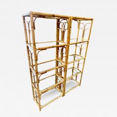 Mid Century Rattan Shelving Units Italy 1970 Set of two - 3898100