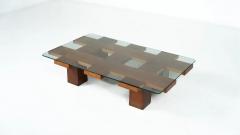 Mid Century Rectangular Coffee Table Walnut and Glass Italy 1960s - 4551923