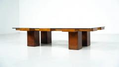 Mid Century Rectangular Coffee Table Walnut and Glass Italy 1960s - 4551926