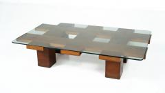 Mid Century Rectangular Coffee Table Walnut and Glass Italy 1960s - 4551930