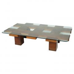 Mid Century Rectangular Coffee Table Walnut and Glass Italy 1960s - 4551931