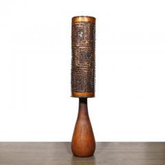 Mid Century Red Iron Oxide Dripped Graphite Glazed Lamp w Welded Copper Shade - 3275984