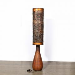 Mid Century Red Iron Oxide Dripped Graphite Glazed Lamp w Welded Copper Shade - 3276059