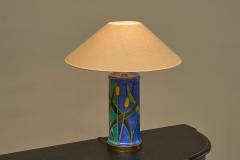 Mid Century Reed Themed Studio Pottery and Brass Table Lamp 1960s - 4395758