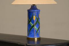 Mid Century Reed Themed Studio Pottery and Brass Table Lamp 1960s - 4395877