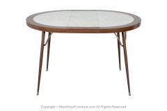 Mid Century Retro Laminate Circular Metal Base Expandable Table - 3909202