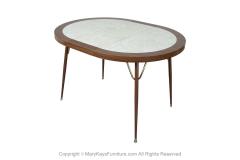 Mid Century Retro Laminate Circular Metal Base Expandable Table - 3909204