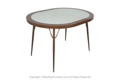 Mid Century Retro Laminate Circular Metal Base Expandable Table - 3909208