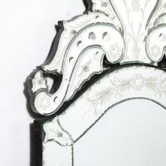 Mid Century Reversed Etched Venetian Glass Mirror with Chain Beveled Detailing - 4489665