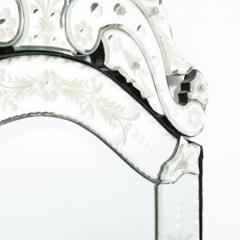 Mid Century Reversed Etched Venetian Glass Mirror with Chain Beveled Detailing - 4489666