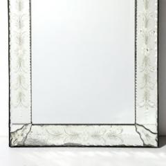 Mid Century Reversed Etched Venetian Glass Mirror with Chain Beveled Detailing - 4489667