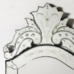 Mid Century Reversed Etched Venetian Glass Mirror with Chain Beveled Detailing - 4489672
