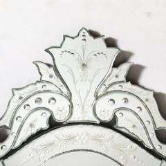 Mid Century Reversed Etched Venetian Glass Mirror with Chain Beveled Detailing - 4489673