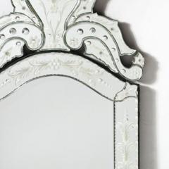 Mid Century Reversed Etched Venetian Glass Mirror with Chain Beveled Detailing - 4489674