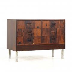 Mid Century Rosewood and Chrome Danish Dresser Chest of Drawers - 3687837