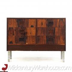 Mid Century Rosewood and Chrome Danish Dresser Chest of Drawers - 3687838