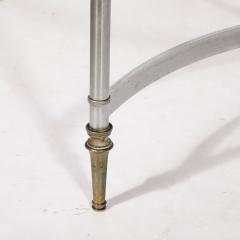 Mid Century Round Glass Brass Steel Cocktail Table Manner of Maison Jansen - 3523744