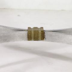 Mid Century Round Glass Brass Steel Cocktail Table Manner of Maison Jansen - 3523748