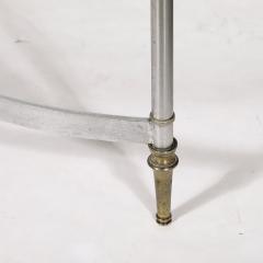 Mid Century Round Glass Brass Steel Cocktail Table Manner of Maison Jansen - 3523873