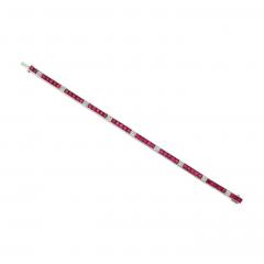 Mid Century Ruby and Diamond Line Bracelet - 4313063